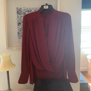 BCBG crepe silk blouse in wine
